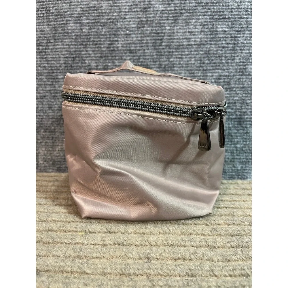 Lug Box Top Small Cosmetic Case Metallic Sand Toiletry Makeup Bag Organizer